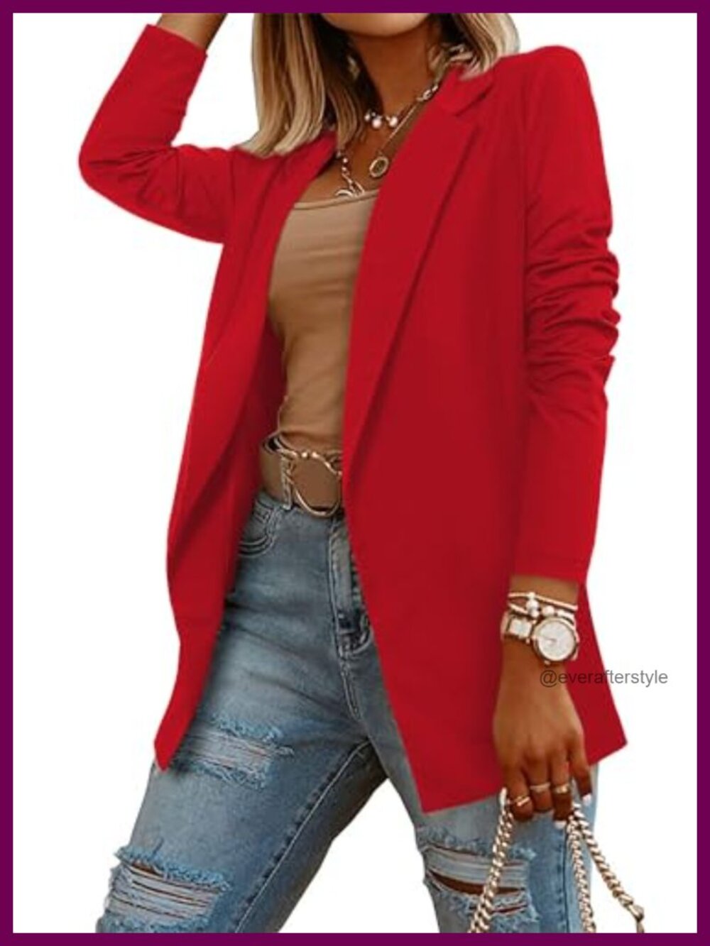 Womens Open Front Lightweight Cotton Blend Blazer Hidden Hook Business Casual